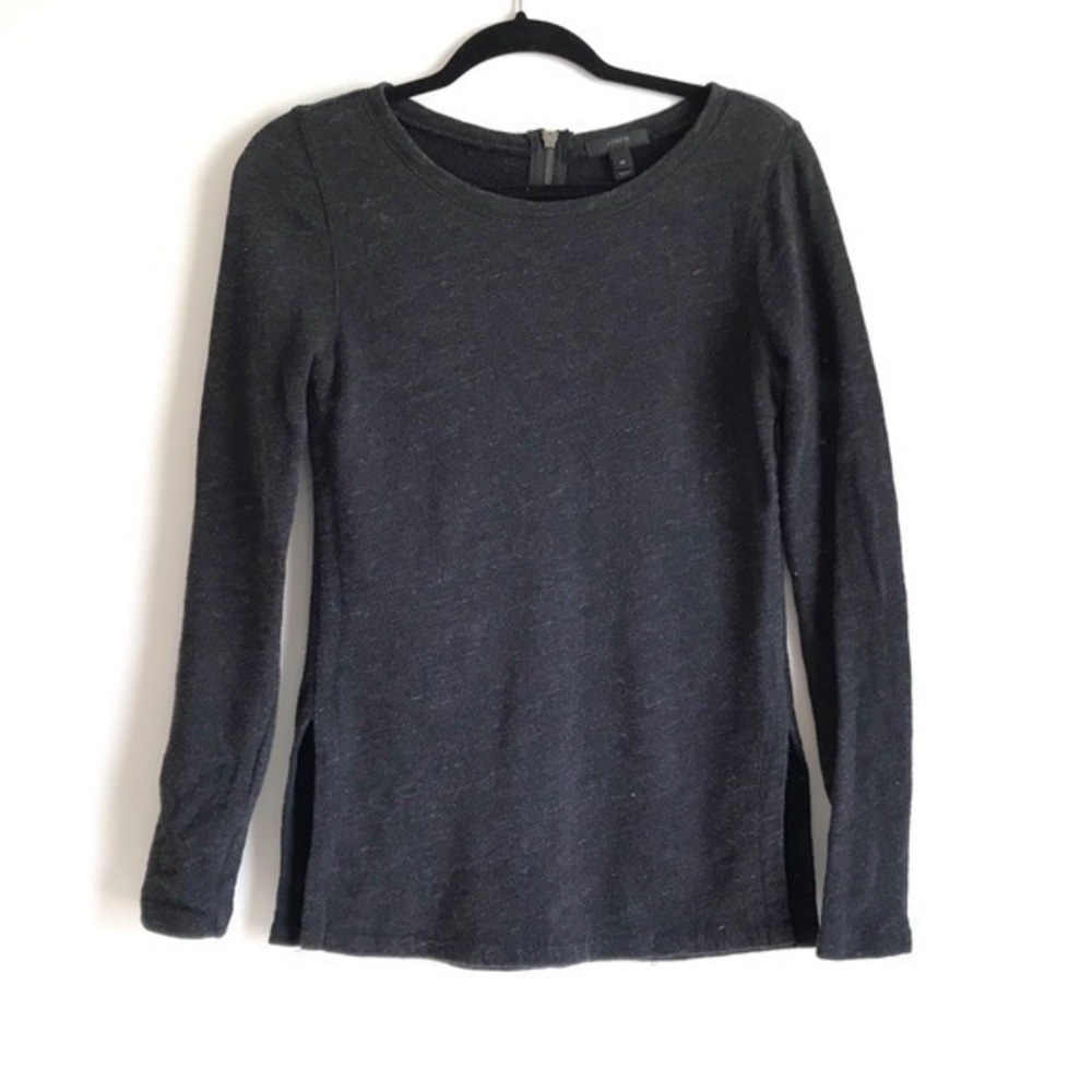 J. Crew Heathered Charcoal Thick Knit Top w/ Side Slits Size XS